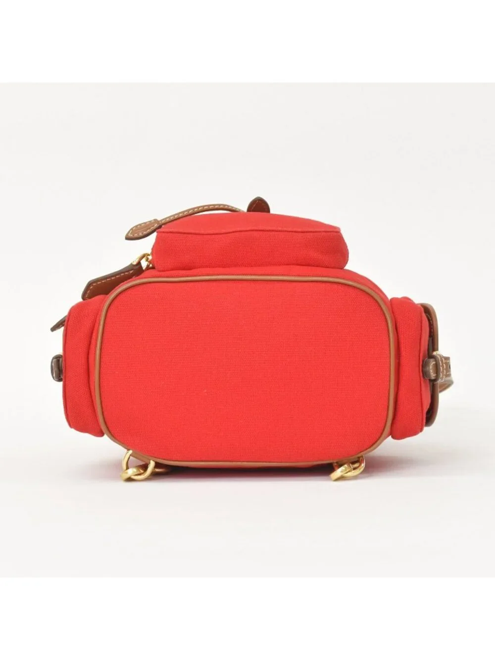 Miu Miu Canvas Leather Backpack Red Brown Gold